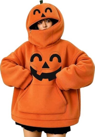 Halloween Gresskar Hettegenser i Plysj med Glidelås Unisex