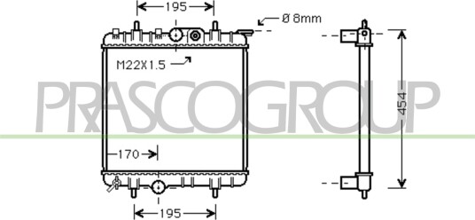 PRASCO PG009R005 Radiator motorkjøling