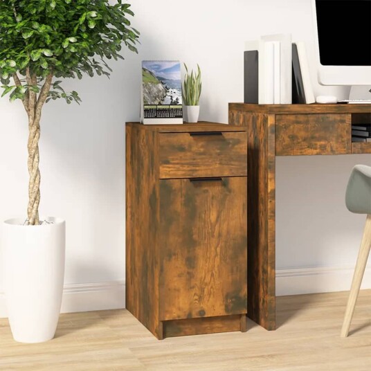 vidaXL Skrivebordskap røkt eik 33,5x50x75 cm konstruert tre vidaXL Skrivebordskap røkt eik 33,5x50x75 cm konstruert tre