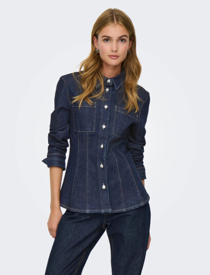 ONLY Onlrosie L/S Fitted Dnm Jacket Gua - Blue - XS ONLY Onlrosie L/S Fitted Dnm Jacket Gua - Blue - XS