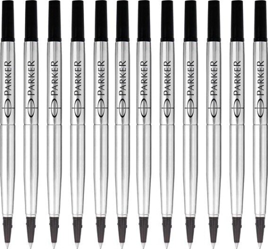 Parker Rollerball Pen Ink Refills  Fine  Svart QUINK Ink  12 Count