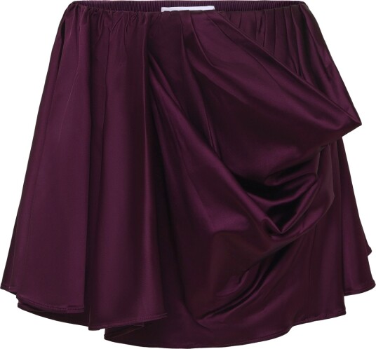 Ganni Technical Stretch Satin Draped Mini Skirt Red 44