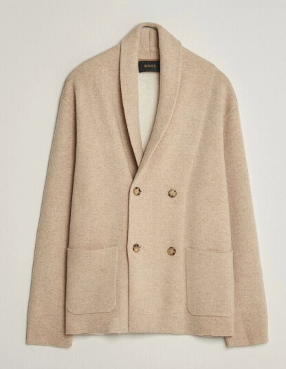 Boss CAMEL Fenturo Wool Knitted Cardigan Light Beige
