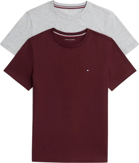 Tommy Hilfiger 2 Pack Cotton T Shirt Burgundy 140 152