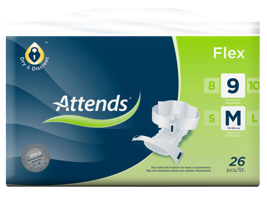 Attends Flex 9 str M, 26 stk.
