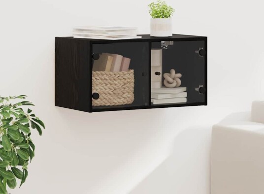 Veggskap Veggmontert Svart Eik 68 x 37 x 35 cm Konstruert tre Veggskap Veggmontert Svart Eik 68 x 37 x 35 cm Konstruert tre