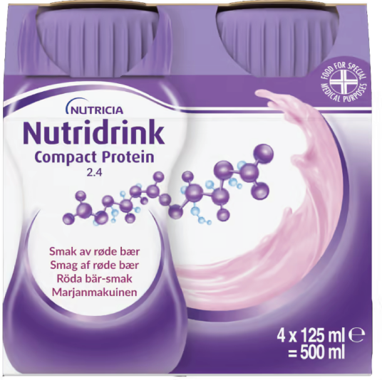 Nutridrink Compact Protein Næringsdrikk Røde bær 4x125 ml Nutridrink Compact Protein Næringsdrikk Røde bær 4x125 ml