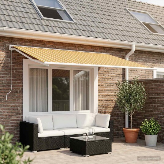 vidaXL Reserveduk til markise Oransje og Svart 400 × 300 cm Polyester