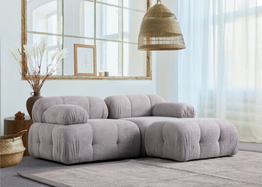 Belgin Sofa med Sjeselong 2 seter Lys grå