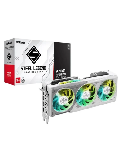 ASRock Radeon RX 9070 Steel Legend Grafikkort 16GB GDDR6 ASRock Radeon RX 9070 Steel Legend Grafikkort 16GB GDDR6