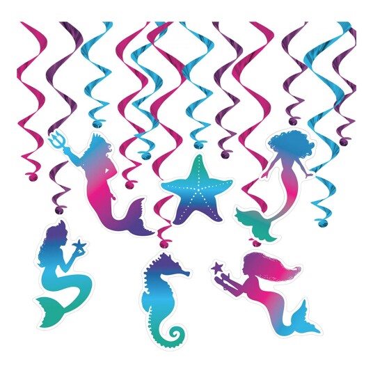 360 Degrees Ltd Swirls Havfrue Hengende Dekorasjon - 12-pakning