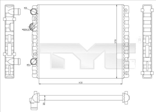 TYC 737 0040 Radiator motorkjøling