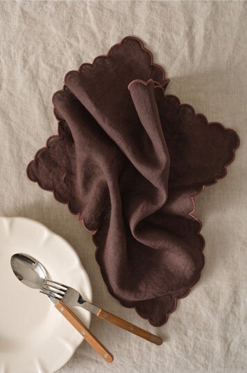 Ellos Home Servietter Malva Scallop 40x40 cm 2 pk Brun