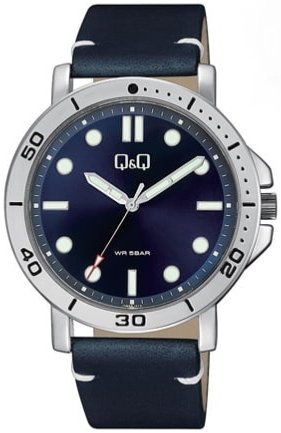 Q&Q Herreklokke QB86J312Y Classic Blå/Lær Ø42 mm