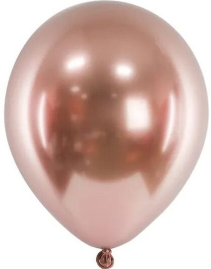 Partydeco 5 stk Kjempestore Glossy Mirror Rose Gullfargede Ballonger 46 cm