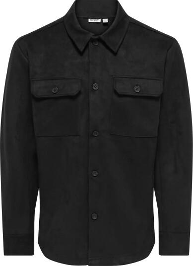 ONLY & SONS Onsnate Kodyl Faux  Suede Ovrshrt Frml   Black   S