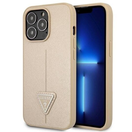Guess Guhcp13lpsatle Iphone 13 Pro / 13 6.1" Beige/Beige Hardcase Saffianotriangle Logo Guess Guhcp13lpsatle Iphone 13 Pro / 13 6.1" Beige/Beige Hardcase Saffianotriangle Logo
