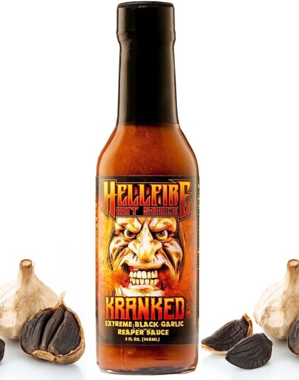 Hellfire Kranked Extreme Black Garlic & Carolina Reaper Hotsauce Ekstremt Sterk Chilisaus 148 ml Hellfire Kranked Extreme Black Garlic & Carolina Reaper Hotsauce Ekstremt Sterk Chilisaus 148 ml