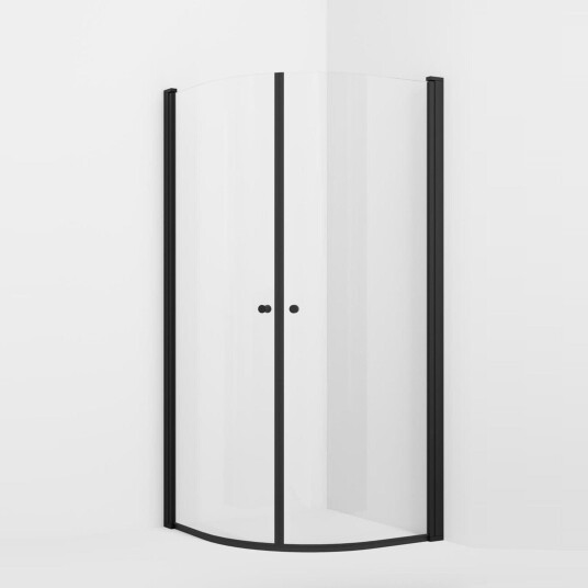 Vikingbad Liam Dusjhjørne Buet H195cm Svart Matt / 90x100cm Høyre Klart Glass Vikingbad Liam Dusjhjørne Buet H195cm Svart Matt / 90x100cm Høyre Klart Glass