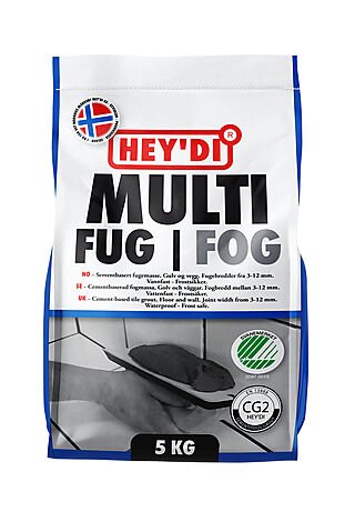 Hey'di Multifug Fugemasse Grå 5kg Hey'di Multifug Fugemasse Grå 5kg