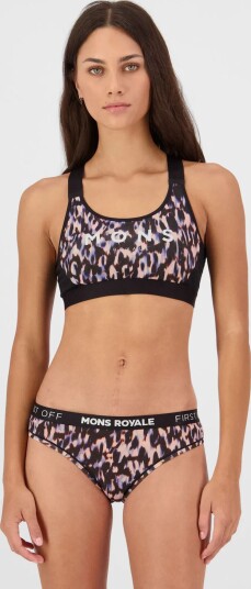 Mons Royale Stella Merino X Back Bra W"s rock leopard / black S Mons Royale Stella Merino X Back Bra W"s rock leopard / black S