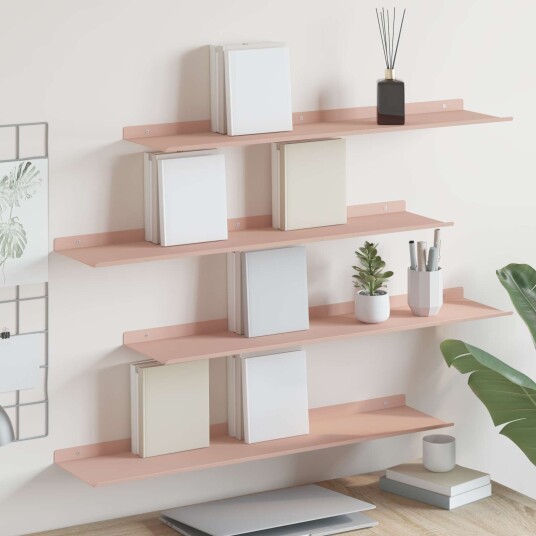 vidaXL Flytende hylle Veggmontert 4 pcs Rosa 80 x 18 x 2,5 cm Stål