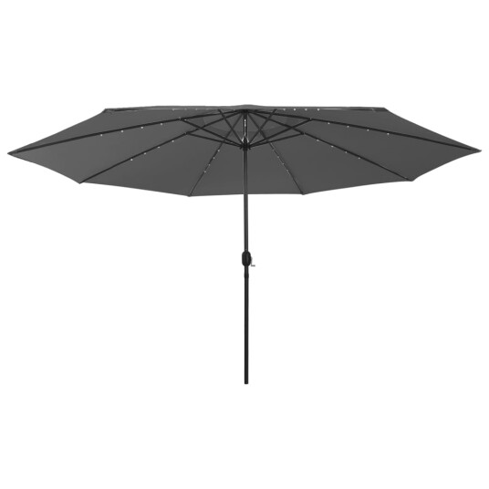 vidaXL Parasoll med LED-lys og metallstang 400 cm antrasitt