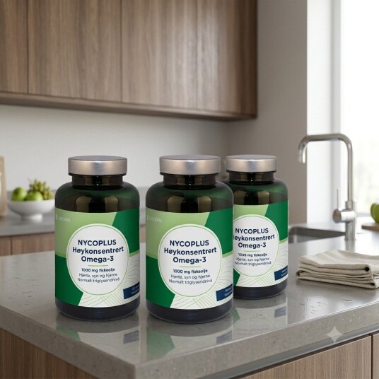 Nycoplus Høykonsentrert Omega-3 1000mg kapsler 120stk 3 pakker