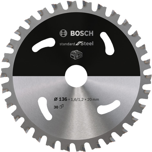 Bosch 136 mm Sirkelsagblad for Batteridrevne Sager - Standard for Stål, 30 Tenner