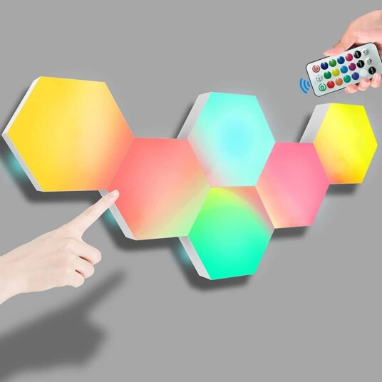 Hexagon LED Lys plater med fjernkontroll