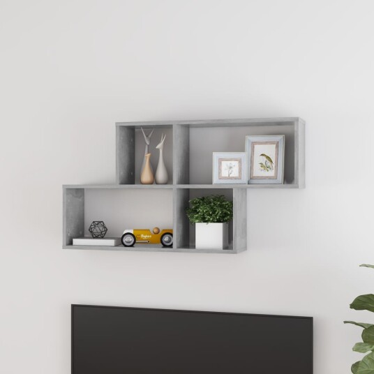  Vegghylle betonggrå 100x18x53 cm konstruert tre