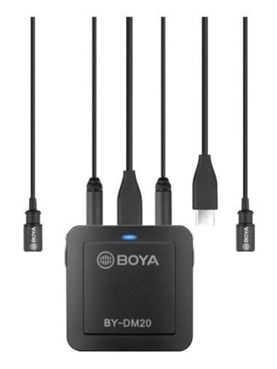 Boya BY-DM20 Dual 2-Kanal Mikrofon for Mobil med USB-C Boya BY-DM20 Dual 2-Kanal Mikrofon for Mobil med USB-C
