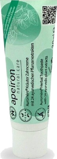 Apeiron Auromère Herbal  Fluorfri ayurvedisk urtetannkrem med miswak og 24 planteekstrakter 20 ml