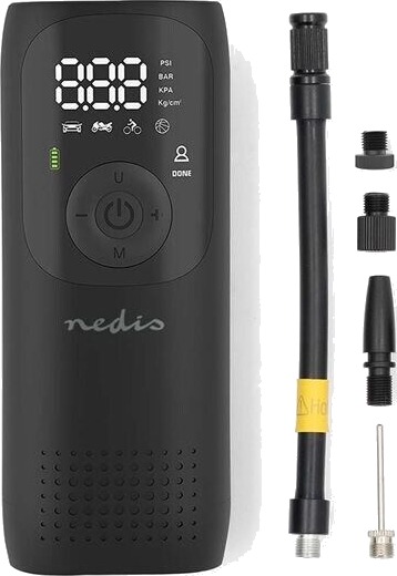 Nedis Oppladbar luftkompressor | 0.1 - 10.3 Bar | Dunlop Ventil | Driftsmodi: Bil / Motorsykkel / Sykkel / Ball | Ja | Lufttrykkmåler