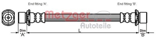 Bremseslange METZGER 4110023 Bremseslange METZGER 4110023