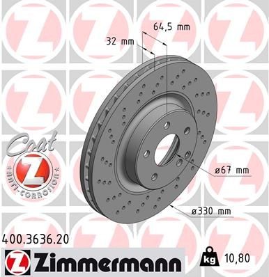 Bremseskive ZIMMERMANN 400.3636.20