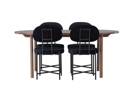 Venture Design Andy & Stella spisegruppe Svart/natur 4 stoler & bord 180 x 90 cm
