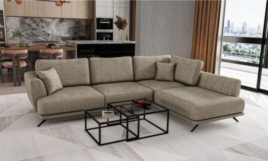 Seksjon Eltap Larde 286x191x90 cm Leve 18 Beige Høyre
