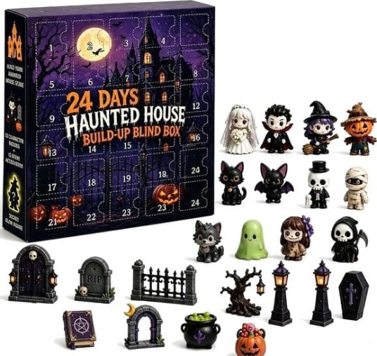 Halloween Adventskalender med 12 Figurer og 12 Scenetilbehør 24 Dager DB