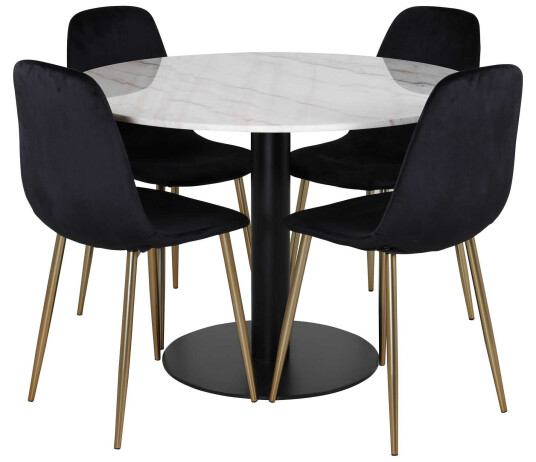 Venture Design Estelle & Polar spisegruppe Hvit/svart 4 st stoler & bord 106 cm