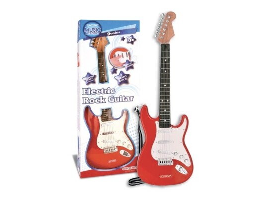 Bontempi Electronic Rock Guitar Musikalsk Instrument Til Lek Og Moro Gitar 5 År Aa Sort Rød Hvit Tre