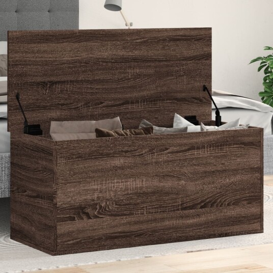 Oppbevaringsboks brun eik 100x42x46 cm konstruert tre