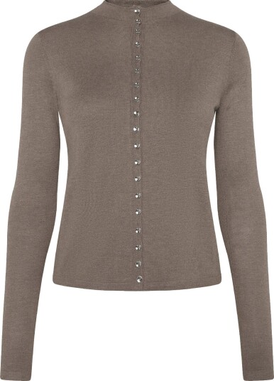 Mango Fine Knit Cardigan With Metal Buttons MEDIUM BROWN L