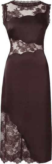 Malina Desire Lace Trimmed Cut Out Midi Dress   Brown   34