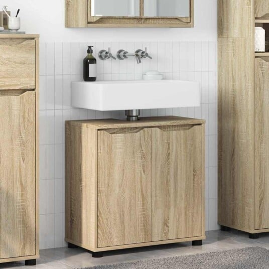 Bad vaskeskap med dør Sonoma eik 60 x 30 x 60 cm Konstruert tre