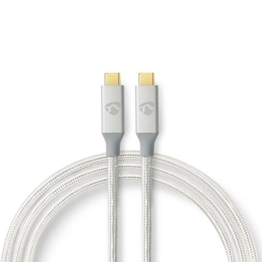 Nedis USB-C 3.2 Gen 2x2 Kabel 2m 20Gbps 4K 100W Flettet Sølv Nedis USB-C 3.2 Gen 2x2 Kabel 2m 20Gbps 4K 100W Flettet Sølv