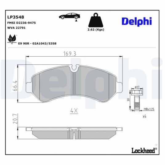 Bremseklosser DELPHI LP3548 Bremseklosser DELPHI LP3548