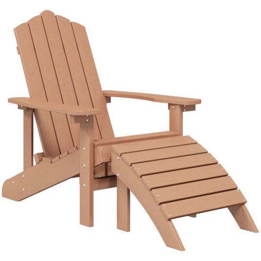 vidaXL Adirondack hagestoler med fotstøtte og bord HDPE brun vidaXL Adirondack hagestoler med fotstøtte og bord HDPE brun
