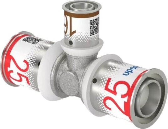 Uponor S-press Plus T-rør Reduksjon 25-16-25mm for Gulvvarme og Radiatorsystemer