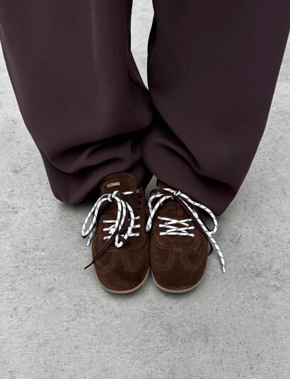 ALOHAS Tb.24 Suede Burgundy Leather Sneakers   Brown   38